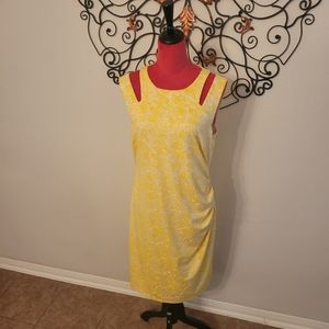 Cach'e lined Yellow & White  Dress